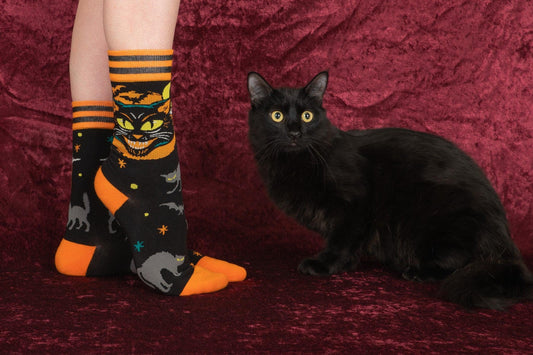 Vintage Black Cat Crew Socks