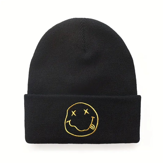 Smiley Face Beanie - Black